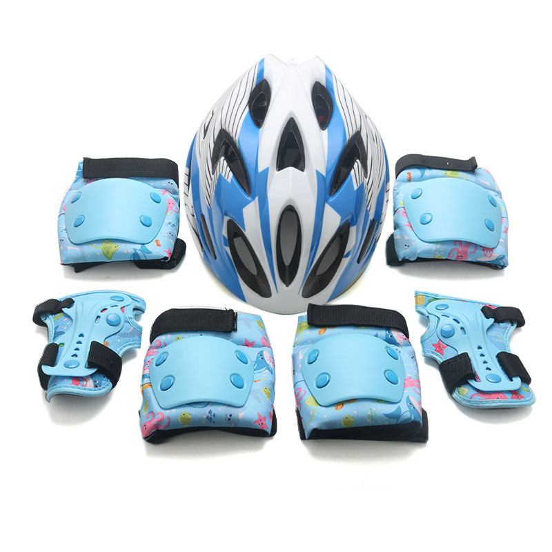 WHITE BLUE LINE HELMET + BLUE DOLPHIN BODY, S
